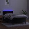 Cama Box Spring Colchón Y Led Terciopelo Negro 100x200 Cm