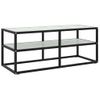 Mueble Para Tv Negro Con Vidrio De Mármol Blanco 100x40x40 Cm