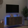 Mueble De Tv De Pared Con Luces Led Roble Ahumado 80x35x41 Cm