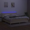 Cama Box Spring Con Colchón Y Led Tela Crema 180x200 Cm