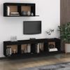 Muebles Para Tv 3 Piezas Madera Maciza De Pino Negro