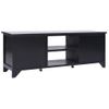 Mueble Para Tv Madera Maciza De Paulownia Negro 108x30x40 Cm