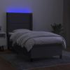 Cama Box Spring Colchón Y Luces Led Tela Gris Oscuro 90x200 Cm