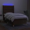 Cama Box Spring Colchón Luces Led Tela Marrón Oscuro 100x200cm