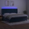 Cama Box Spring Colchón Y Led Terciopelo Azul Oscuro 200x200 Cm