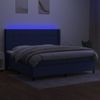 Cama Box Spring Colchón Y Luces Led Tela Azul 200x200 Cm