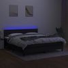 Cama Box Spring Colchón Y Luces Led Tela Negro 180x200 Cm