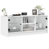 Mueble De Tv Con Puertas De Vidrio Blanco 102x37x42 Cm