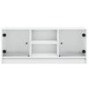 Mueble De Tv Con Puertas De Vidrio Blanco 102x37x42 Cm