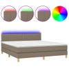 Cama Box Spring Con Colchón Led Tela Gris Taupe 180x200 Cm