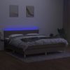 Cama Box Spring Con Colchón Led Tela Gris Taupe 180x200 Cm