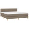 Cama Box Spring Con Colchón Led Tela Gris Taupe 180x200 Cm