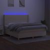 Cama Box Spring Colchón Y Luces Led Tela Crema 180x200 Cm