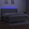 Cama Box Spring Con Colchón Tela Y Led Gris Claro 200x200 Cm