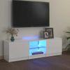 Mueble De Tv Con Luces Led Blanco Brillante 120x30x35,5 Cm