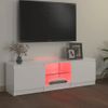 Mueble De Tv Con Luces Led Blanco Brillante 120x30x35,5 Cm