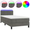 Cama Box Spring Colchón Y Led Terciopelo Gris Oscuro 100x200 Cm