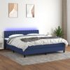 Cama Box Spring Colchón Y Luces Led Tela Azul 180x200 Cm