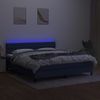 Cama Box Spring Colchón Y Luces Led Tela Azul 180x200 Cm