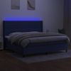 Cama Box Spring Colchón Y Luces Led Tela Azul 200x200 Cm