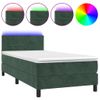 Cama Box Spring Colchón Y Led Terciopelo Verde Oscuro 80x200 Cm