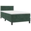 Cama Box Spring Colchón Y Led Terciopelo Verde Oscuro 80x200 Cm