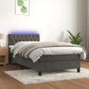 Cama Box Spring Colchón Y Led Terciopelo Gris Oscuro 100x200 Cm