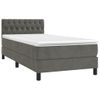 Cama Box Spring Colchón Y Led Terciopelo Gris Oscuro 100x200 Cm