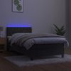 Cama Box Spring Colchón Y Led Terciopelo Gris Oscuro 100x200 Cm