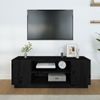 Mueble De Tv Madera Maciza De Pino Negro 110x35x40,5 Cm