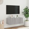 Mueble De Tv De Pared Con Luces Led Gris Sonoma 80x35x31 Cm