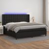 Cama Box Spring Colchón Y Led Cuero Sintético Negro 200x200 Cm