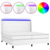 Cama Box Spring Colchón Y Led Cuero Sintético Blanco 200x200 Cm