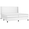 Cama Box Spring Colchón Y Led Cuero Sintético Blanco 200x200 Cm