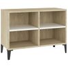 Mueble De Tv Con Patas Metal Blanco Roble Sonoma 69,5x30x50 Cm