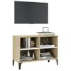 Mueble De Tv Con Patas Metal Blanco Roble Sonoma 69,5x30x50 Cm