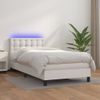 Cama Box Spring Colchón Y Led Cuero Sintético Blanco 100x200 Cm