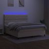 Cama Box Spring Colchón Y Luces Led Tela Crema 160x200 Cm