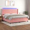 Cama Box Spring Colchón Y Led Terciopelo Rosa 200x200 Cm