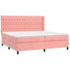 Cama Box Spring Colchón Y Led Terciopelo Rosa 200x200 Cm