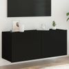 Mueble De Tv De Pared Con Luces Led Negro 100x35x41 Cm