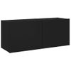 Mueble De Tv De Pared Con Luces Led Negro 100x35x41 Cm