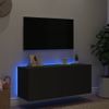 Mueble De Tv De Pared Con Luces Led Negro 100x35x41 Cm