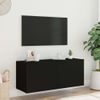 Mueble De Tv De Pared Con Luces Led Negro 100x35x41 Cm