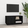 Mueble De Tv Madera Maciza De Pino Negro 80x35x40,5 Cm