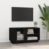 Mueble De Tv Madera Maciza De Pino Negro 80x35x40,5 Cm