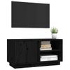 Mueble De Tv Madera Maciza De Pino Negro 80x35x40,5 Cm