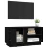 Mueble De Tv Madera Maciza De Pino Negro 80x35x40,5 Cm