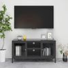 Mueble Para El Televisor Acero Y Vidrio Gris Antracita 105x35x52 Cm