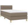 Cama Box Spring Con Colchón Led Tela Gris Taupe 100x200 Cm